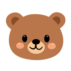 Brown Bear Face Simple Cute Animal Illustration Design