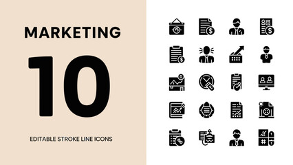 Obraz premium Marketing 10 Editable Stroke Line Icons Set.