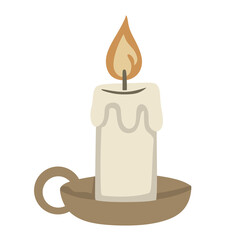 Candle Illustration with Holder Symbol for Decoration