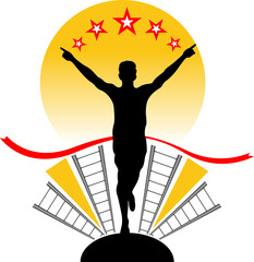 Illustration art of a cinematic victory logo with isolated background