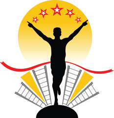 Illustration art of a cinematic victory logo with isolated background