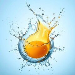 Orange sphere exploding in a watery splash