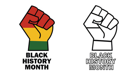 Clenched fist with Pan-African flag colors for Black History Month isolated vector