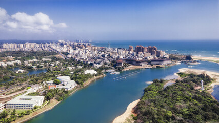 Naklejka premium Aerial View of Boao Town, Qionghai, Hainan Province, China
