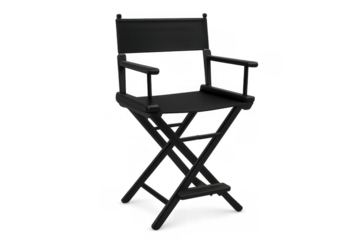 Black director chair representing filmmaking, cinema, movie production, and entertainment industry, transparent background
