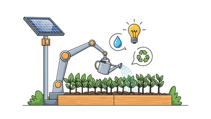 Sustainable farming with solar powered robotic arm