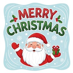 Festive santa claus with merry christmas greeting and gift for holiday season