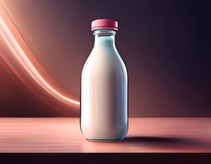 A fresh glass and an isolated bottle of red wine, champagne, and healthy dairy milk are displayed as cold liquid beverage products in blank containers
