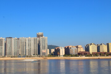 Mekong River view from Chiang Saen with buildings on the Laos side