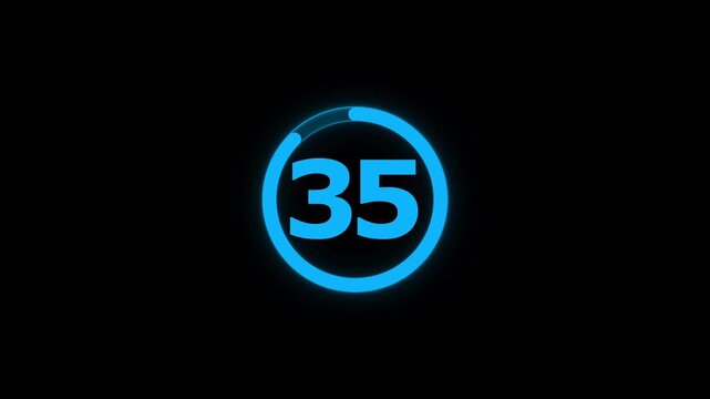Circle countdown timer animation from 40 to 0 second animation on black background with alpha channel, 40 second countdown timer, special offers on promotional materials. Countdown video 4k video