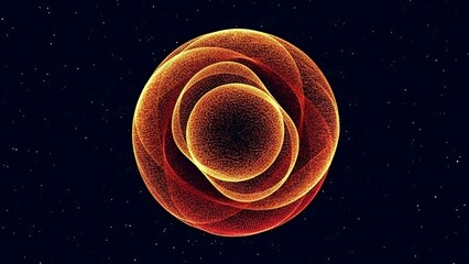 Abstract golden concentric circles against a dark starry cosmic background