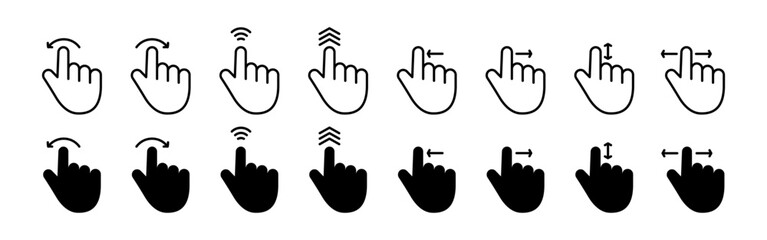 Vector illustration of Hand Navigation icon set isolated on transparent background