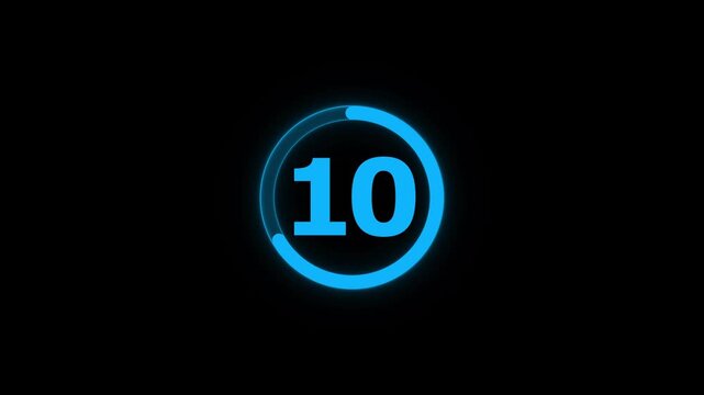 Circle countdown timer animation from 15 to 0 second animation on black background with alpha channel, 15 second countdown timer, special offers on promotional materials. Countdown video 4k video