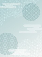 和柄模様と雲の和風背景