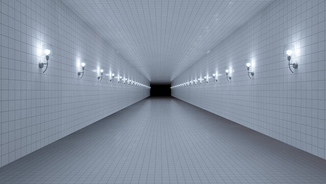 Empty Dark Corridor Eerie &ndash; Liminal Space 3D Render