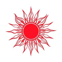 red sun with flower vector 