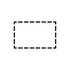 Dashed rectangular outline on white background, abstract boundary or selection area icon