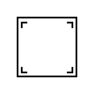 Minimalist square frame with corner markers, representing a focus area, selection box, or crop marks in a clean, isolated vector icon