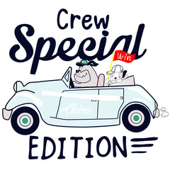 little animals car print vector  