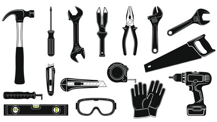 Collection of essential tools for construction and DIY projects, Generative AI.