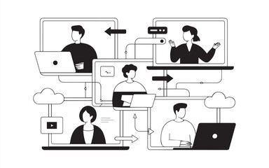 Modern teamwork connecting people online for virtual meetings and webinars, a professional way to communicate and collaborate remotely with colleagues today