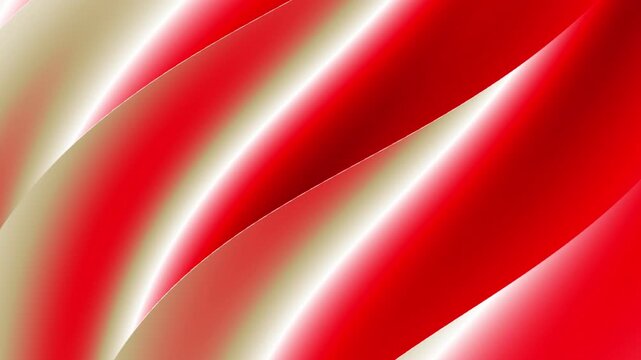 Abstract background with red and white curved shapes in a wavy pattern with a smooth gradient effect.