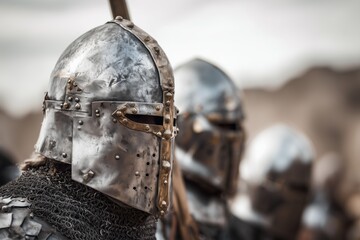 Historical Knights in Armor at a Medieval Battle Reenactment Event