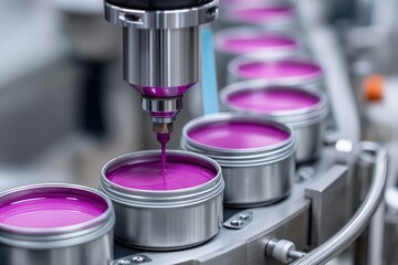 Precision Dispensing of Vibrant Pink Paint on Automated Production Line