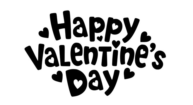 Playful Bold Bubble Lettering Happy Valentine's Day Typography Design With Cute Integrated Heart Shape Decorative Accents