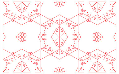 Elegant red line art pattern with floral and geometric shapes for modern designs or creative projects, adding a touch of sophistication and abstract beauty