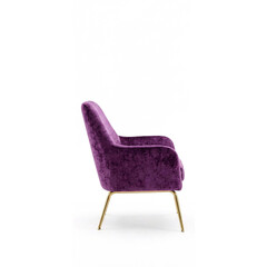 Elevate your interior with this stunning purple velvet accent chair on elegant gold legs for a luxurious look