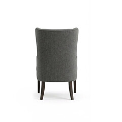 Elegant gray wingback chairs offer comfortable seating in a modern living space with neutral decor and a minimalist aesthetic