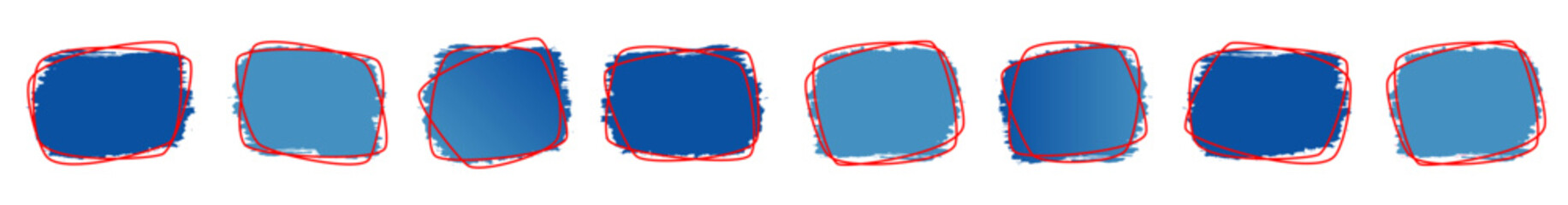 Viele Sprechblasen, blau mit rotem Rahmen, Vektor Illustration