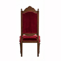 Elegant antique chair in rich red velvet, perfect for interior design projects and sophisticated room decor