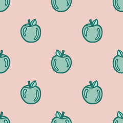 Vector seamless pattern with apples. Cute pastel-colored fruit background. Основные RGB