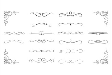 Decorative Vintage Flourish Line Art for Typography and Editorial Design