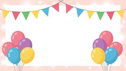 Colorful birthday party background with balloons and bunting © Fariha