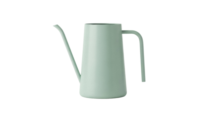 Light green gooseneck kettle isolated PNG on transparent background, pour over coffee maker for barista and specialty brewing