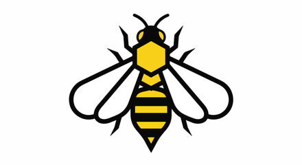 Stylized Honey Bee Illustration with Yellow and Black Stripes.