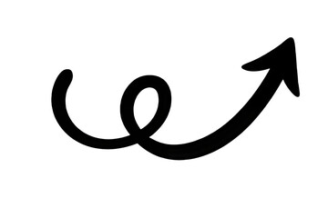 black doodle curly arrow with loop pointing up