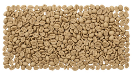 Unroasted green coffee beans isolated PNG, raw coffee beans for roasting on transparent background, healthy beverage ingredient