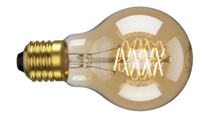 Vintage Edison light bulb PNG isolated on transparent background, antique style filament lamp for retro design and decoration