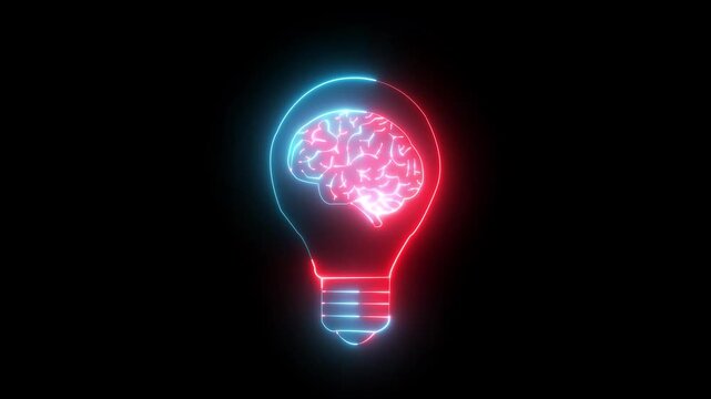 Technology neon shape bulb Abstract glowing lamp with circuit board on isolated black background.