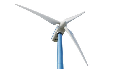 Wind turbine isolated PNG on transparent background, renewable energy source for sustainable power generation and eco-friendly electricity
