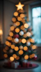 bokeh glow of the christmas tree lights