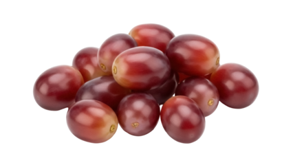 Pile of red grapes isolated PNG on transparent background, fresh fruit for healthy eating and snack