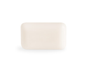 Simple single rectangular natural organic bar of soap for personal hygiene isolated on white background used for spa relaxation skin and body care for antibacterial cleaning as beauty cosmetic product