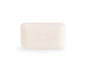 Simple single rectangular natural organic bar of soap for personal hygiene isolated on white background used for spa relaxation skin and body care for antibacterial cleaning as beauty cosmetic product