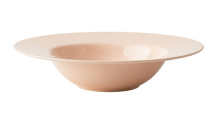 Elegant beige pasta bowl PNG isolated on transparent background, shallow rimmed soup plate for fine dining and restaurant use