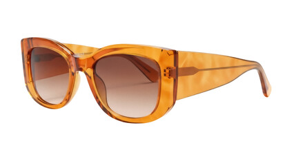 Stylish orange sunglasses isolated PNG, trendy eyewear with gradient lenses for fashion accessories and summer style on transparent background